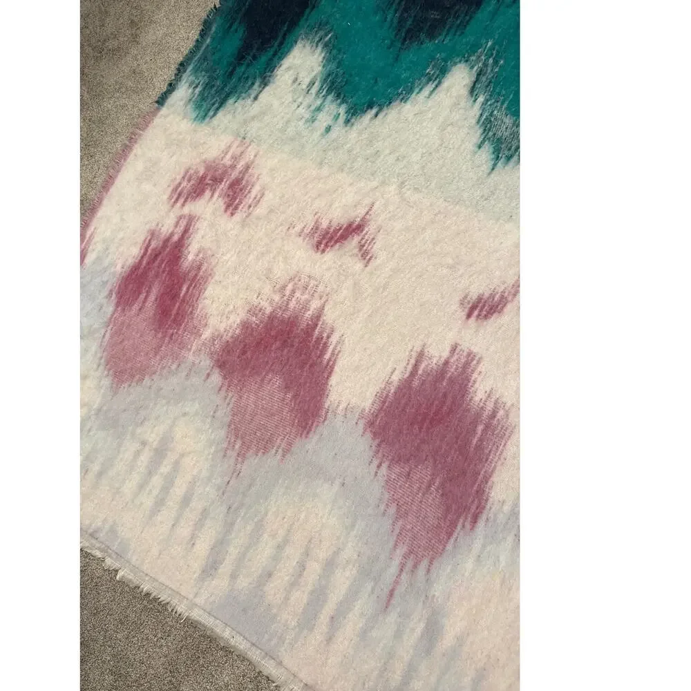 Anthropologie Crisanta Woven Throw Blanket 50x60 Multicolor Fringe Wool Blend
